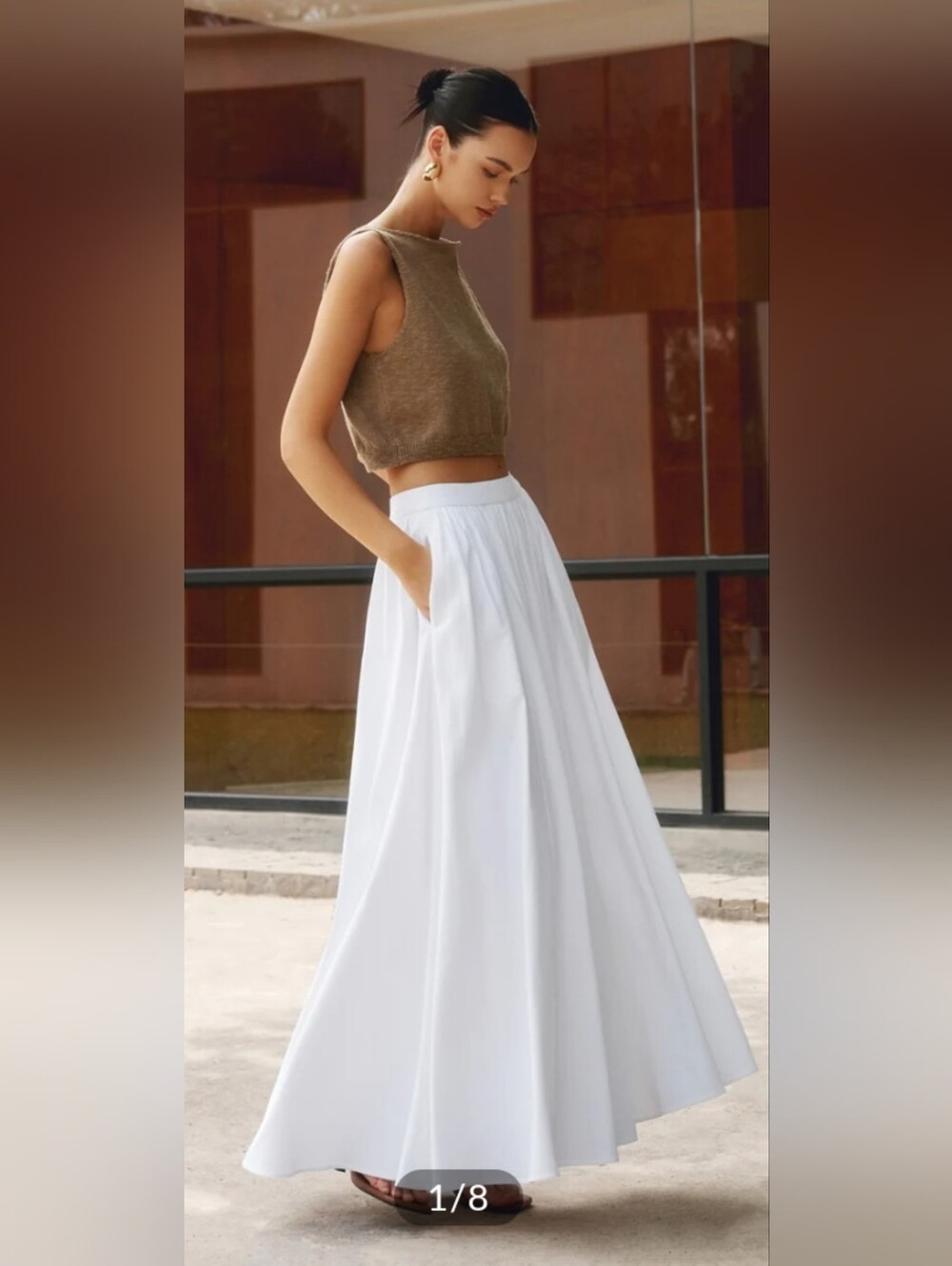 Commense SEALED! NWT! Cotton Pleated Maxi Skirt in White. Sz Sm. R2S!